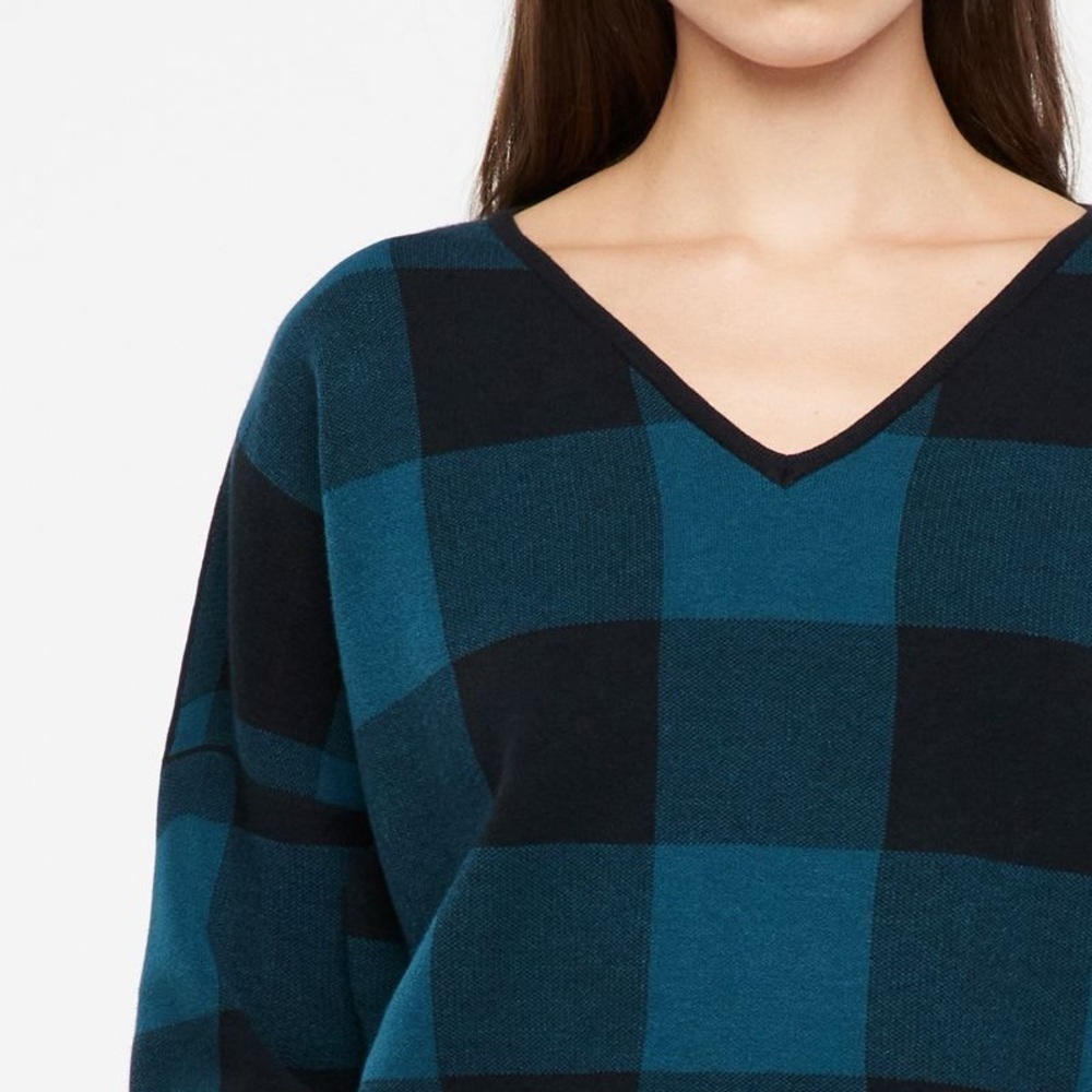 Sarah Pacini blue & black plaid v-neck sweater - One Size - Picture 3 of 7